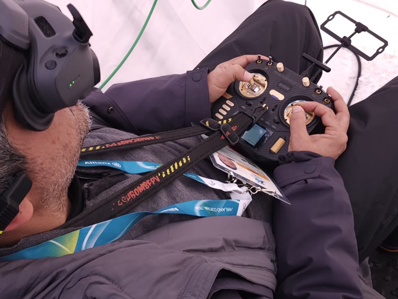 Goggles and radio during a live flight