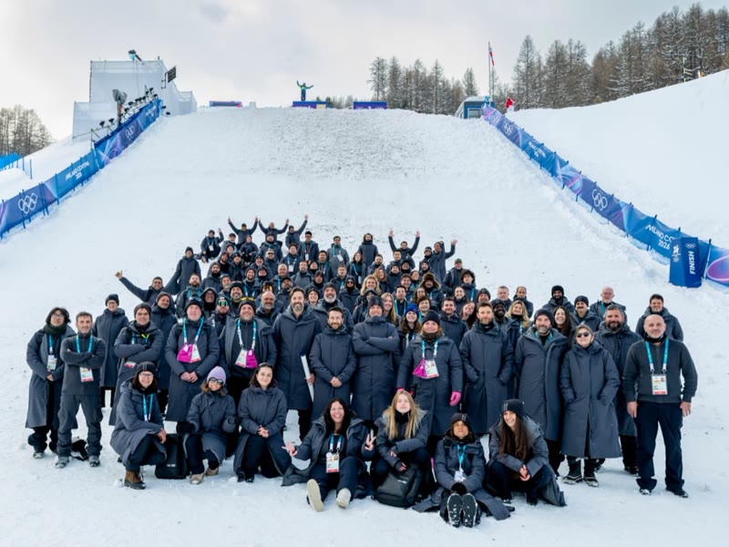 The whole crew on the Olympic slope