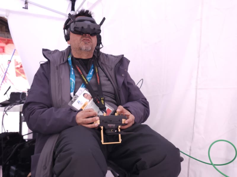 A team pilot flying with goggles